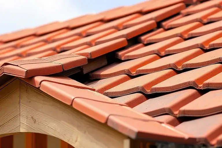 Tuiles neuves posées sur une charpente en bois