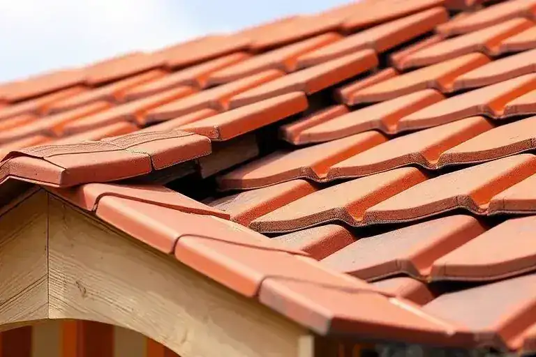 Tuiles neuves posées sur une charpente en bois